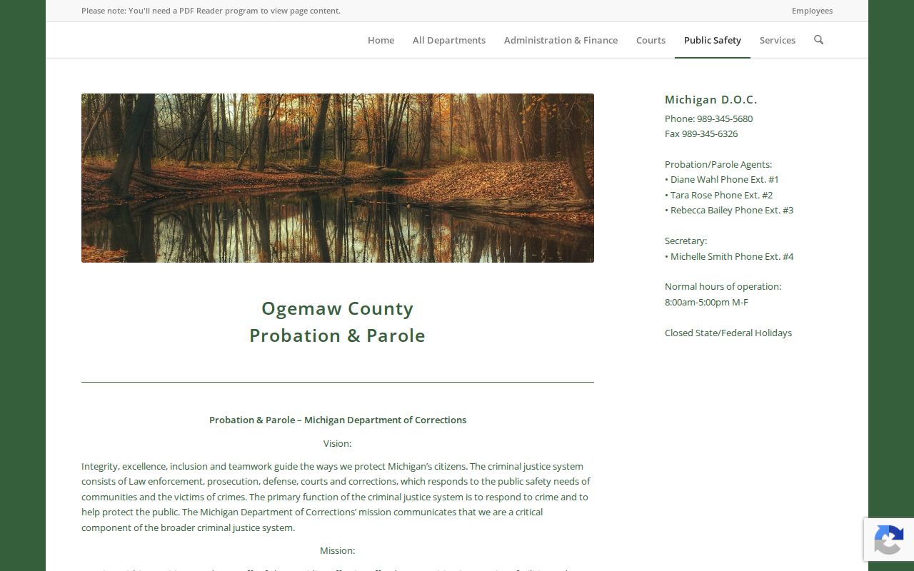 Ogemaw County post-release supervision office page